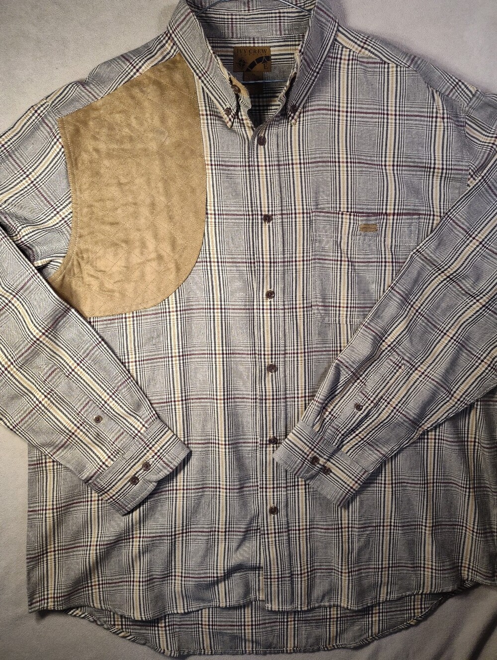 Vintage Explorer Men's Plaid Cotton Field Sport Button Beige/Brown